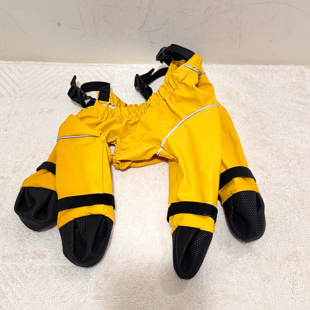 DogLemi Yellow Dog Raincoat Jumpsuit with Boots Size S